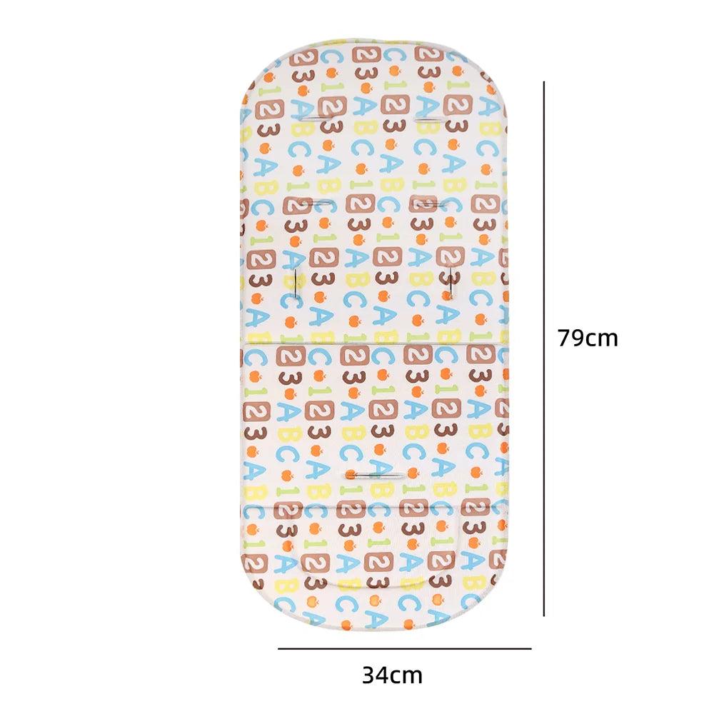 Stroller Cushion Summer Cartoon Seat Pad All-Season Universal Thin Pushchair Pad High Chair Seat Cushion With Back Support