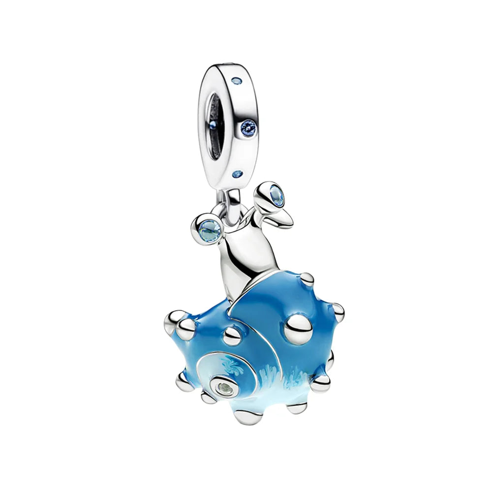 S925 Silver Plated Pave Charm Bead Ice Cream Whistle Stamp Nature Biology Crab Anchor Sun Face Heart DIY Bracelet Fine Jewelry