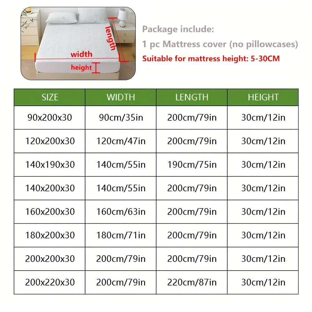 1p Cooling Bamboo Fiber Fitted Sheet, Breathable Mattress Protector Cover  with Deep Pocket for Summer