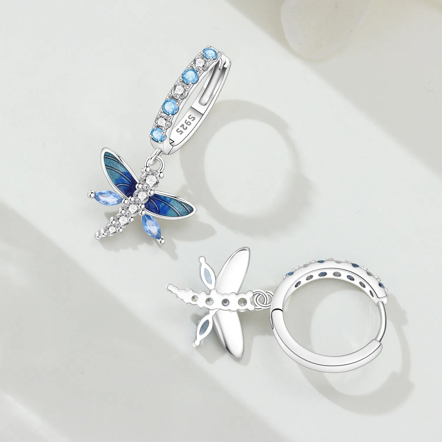 MISEFF S925 Sterling Silver Earring Exquisite Insect Gradient Dragonfly Earrings Original Jewelry Birthday Gifts For Women