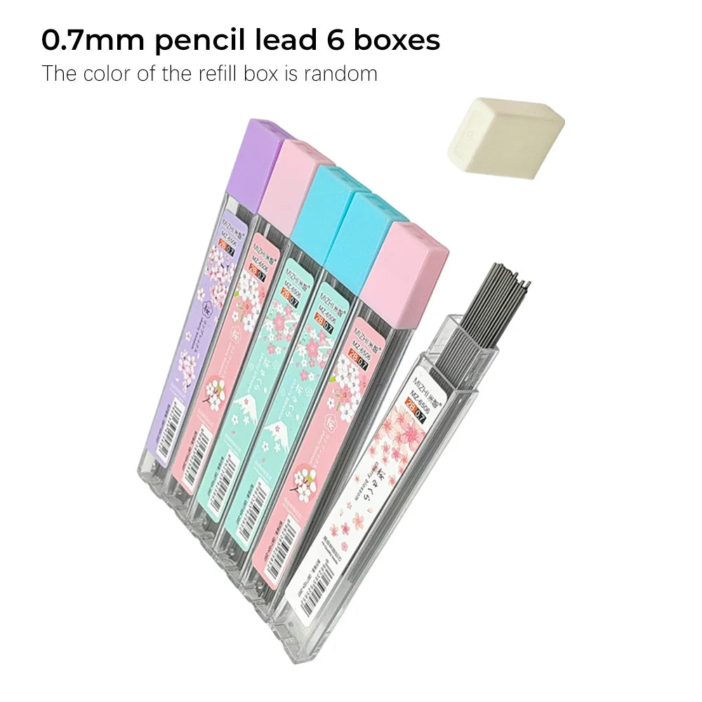 Cute Pastel Mechanical Pencil Set, 0.5mm & 0.7mm Dual Sizes for Precise Writing, Art Drawing Sketching Girls’ School Supplies