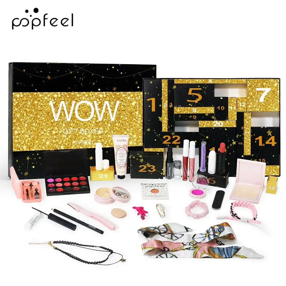 Advent Calendar 24Days Beauty Makeup Kit 24pcs/Set Christmas Countdown Calendar Mystery Holiday Gift Box For Women Cosmetics