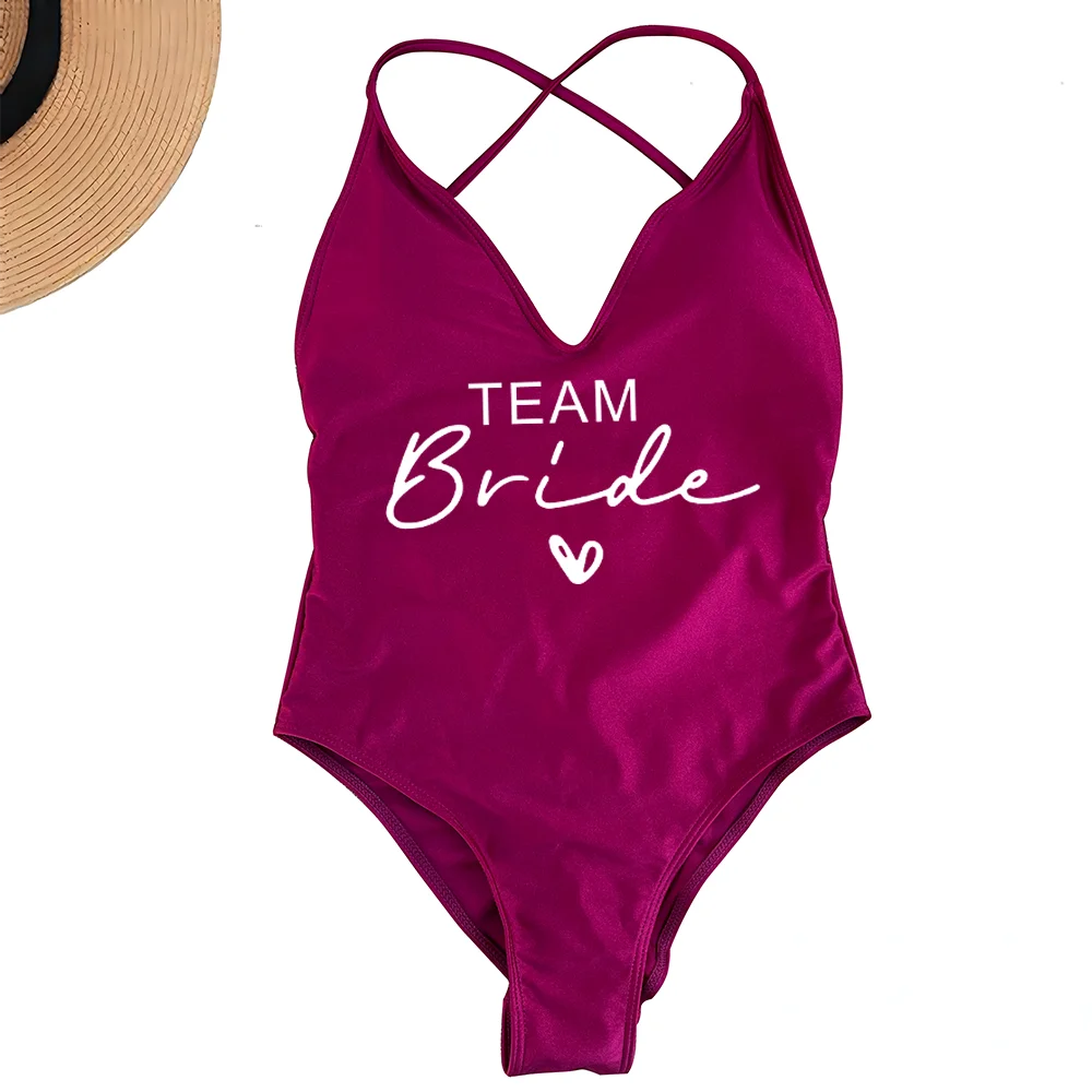 Sexy Padded One Piece Swimsuit Women Team Bride Swimwear Bikini Summer Bathing Suit Plus Size Beachwear Bachelorette Party Lady