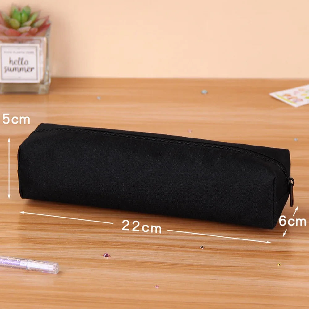 Solid Color Pencil Case Simple Pencil Bags For Student New Stationery School Supplies Kids Gift Zipper Big Cosmetic Bag