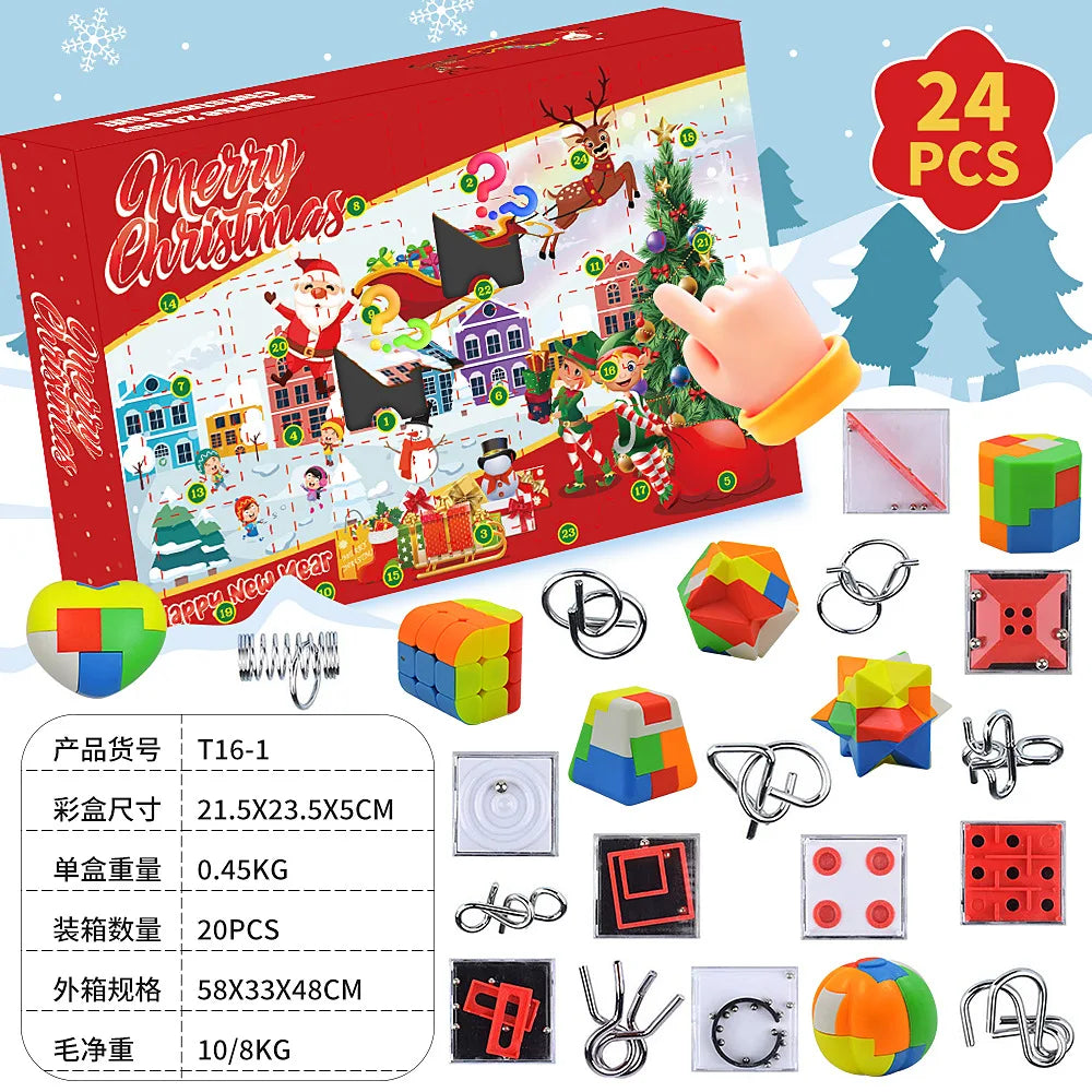 Hot Christmas Series Advent Calendar Gift Box 24Days Countdown Calendar Box Christmas Tree Bricks Model New Years Xmas Gift