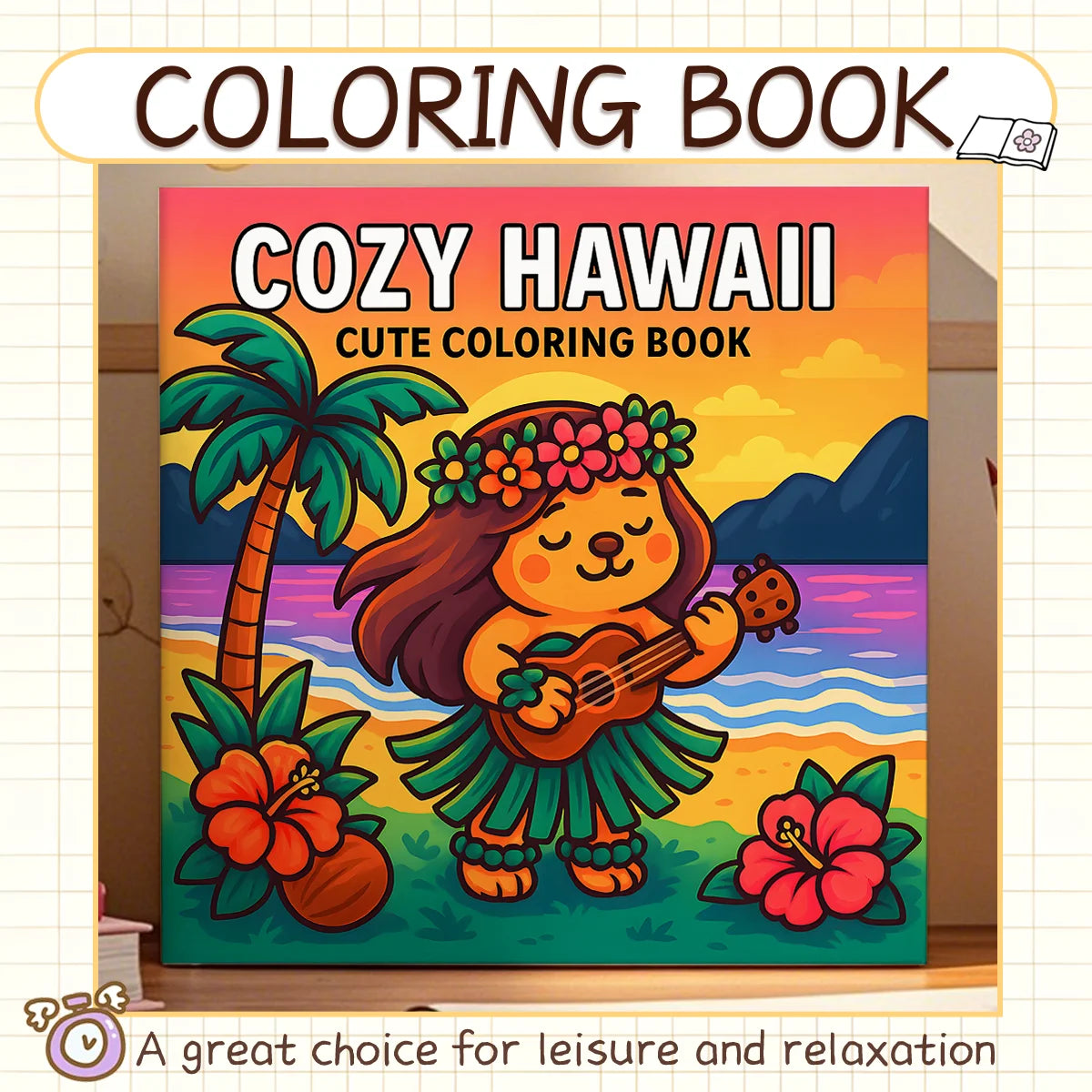 Cozy Hawaii Coloring Book for Adults And Students Featuring Puzzle Stress Relief for Relaxation Kids DIY Painting Drawing Books