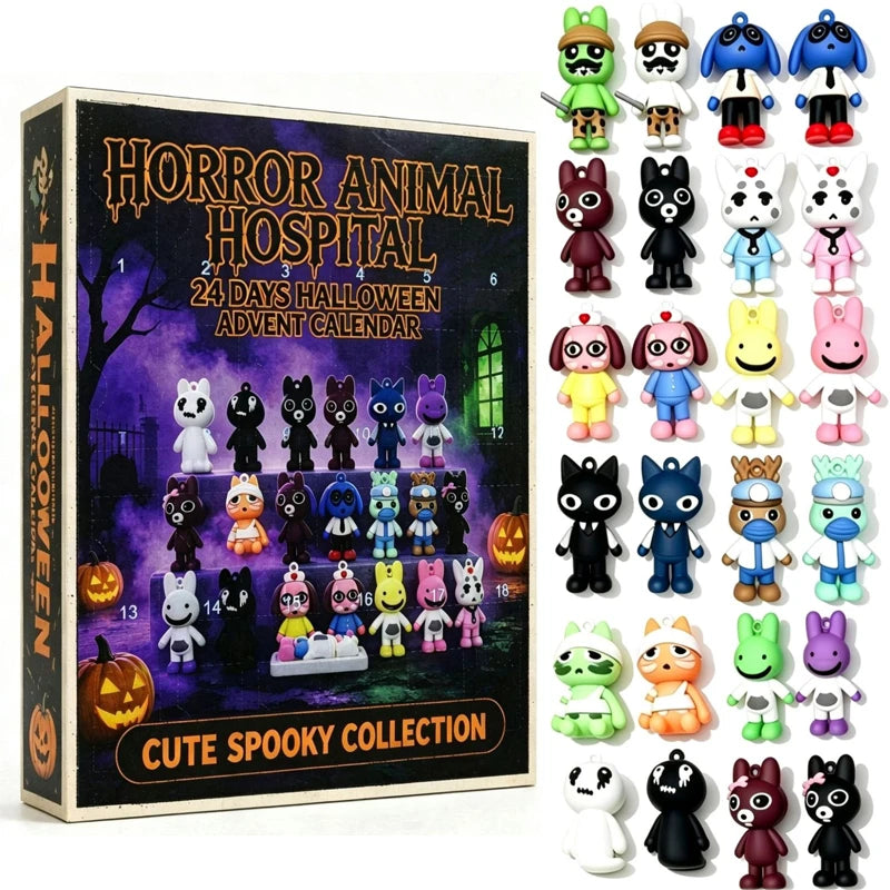 Horror Animal Hospital Halloween Advent Calendar 24 Days Spooky Mystery Box Collectible Figures Surprise Festival Gift Adult Set