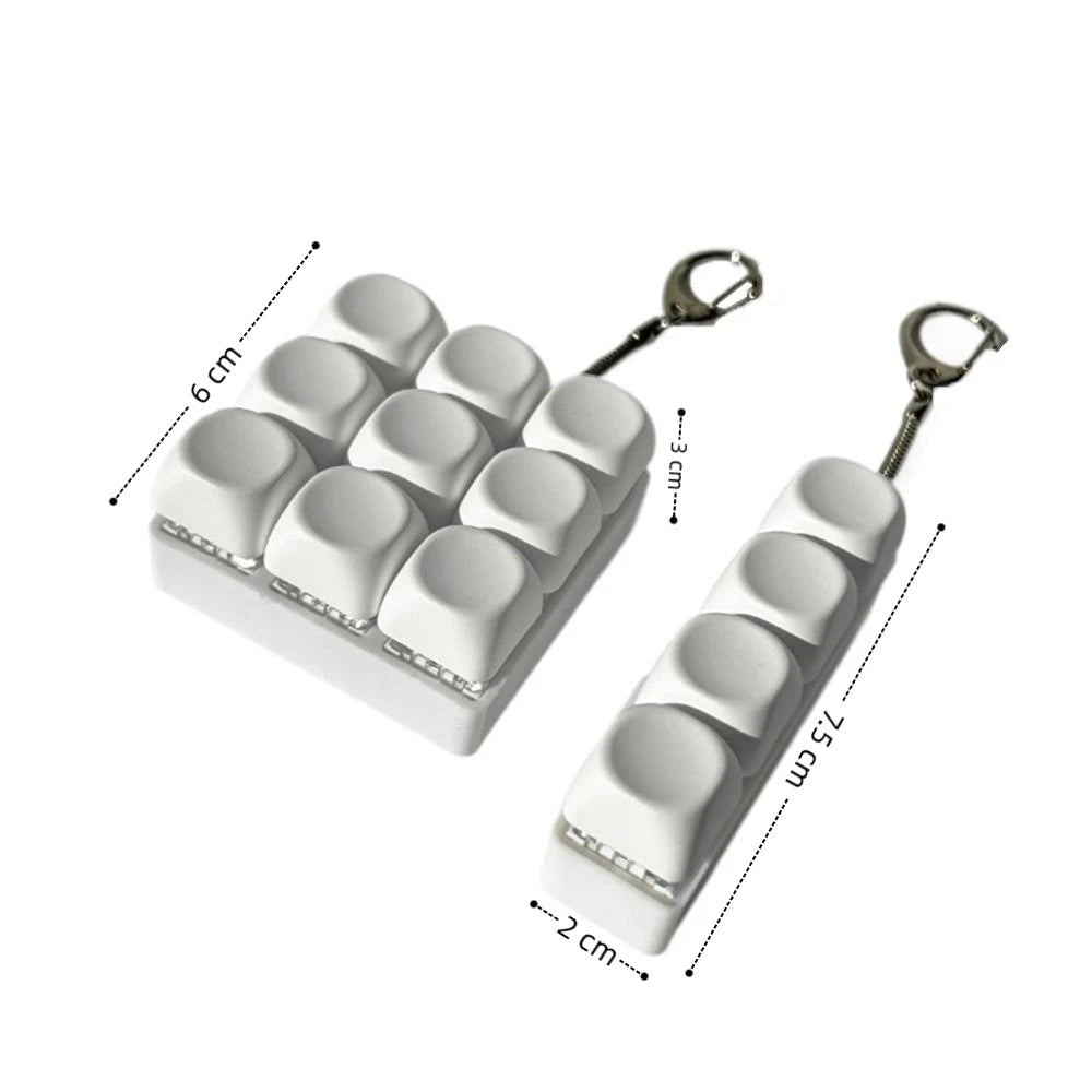 Relaxing DIY Keyboard Fidget Keychain Keycap Keys Button Finger Keyboard Cap 4/9Keys Relief Stress Clicker Toy Adult