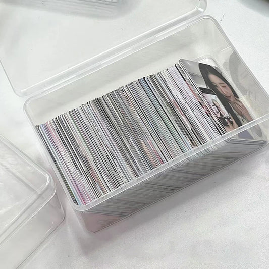 Makeup Organizer Multifunctional Photocard Idol Cards Storage Containers Dustproof Box Transparent Flip Cotton Swab Storage Box