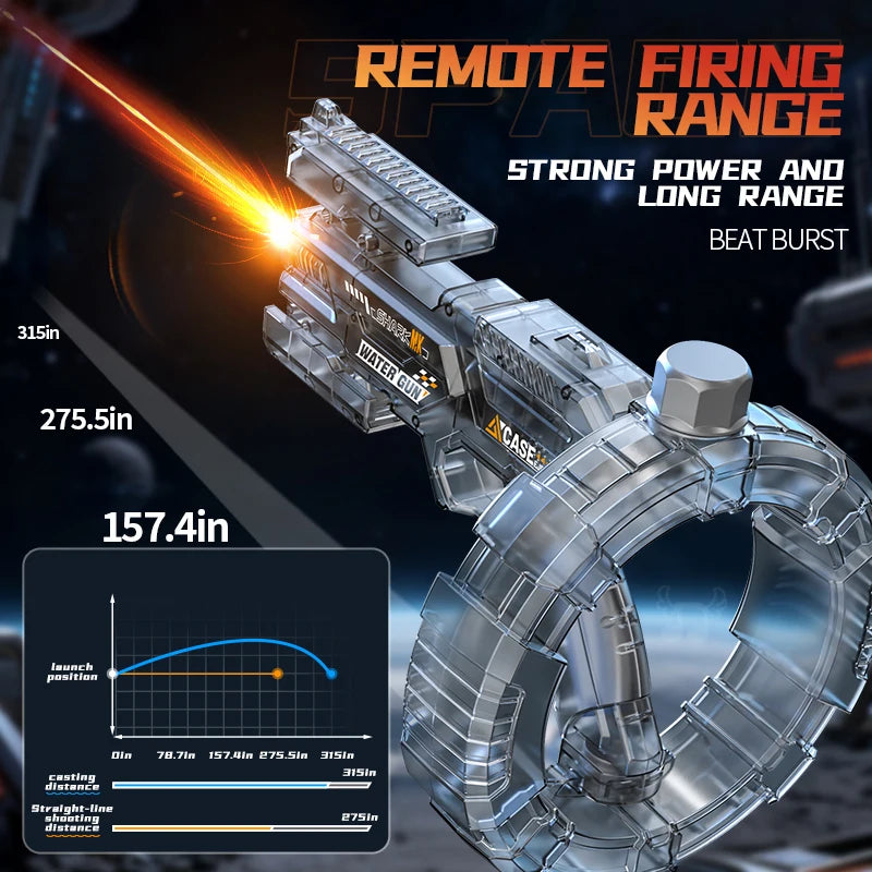 Space Electric Water Gun Energy Ring Burst Transformation LED Lights Large Capacity Full Auto Continuous Fire Squirt Gun Toys