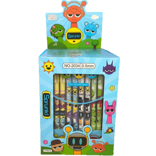 6/12/144Pcs/Box Sprunki Cartoon Erasable Pen Blue Black Ink Magic Gel Pen School Office Writing Stationery Supply Student Gift