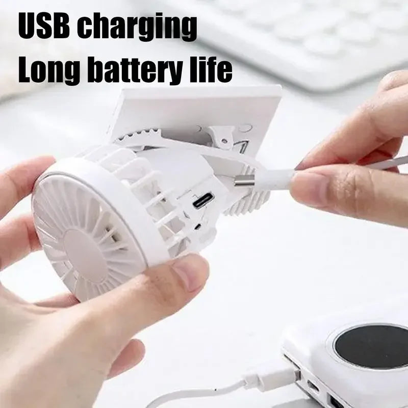 1pc Solar Powered Portable Hand Clip Fan USB Rechargeable Mini Fan Clip On Air Cooling Fan For Summer Outdoor Hiking Camping
