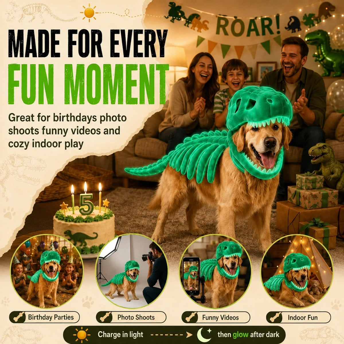 Dinosaur Skeleton Pet Costume for Dogs Cats Halloween Cosplay Outfit Funny Pet Clothes Party Dress Up Costume Puppy