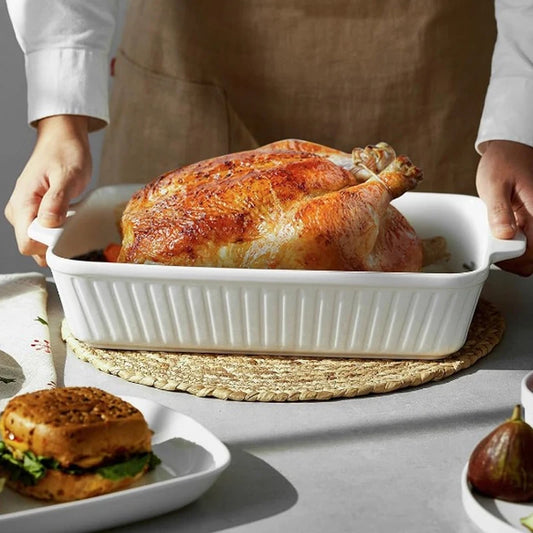 1PC Ceramic Baking Dish, Available in 3 Sizes Lasagna Pan Deep for Oven, with Handles,Oven Safe and Durable Bakeware for Lasagna