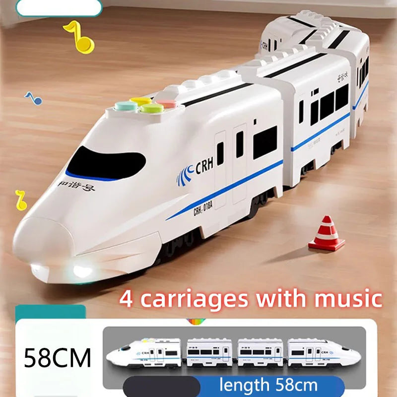 Kids DIY Simulation High Speed Railway Train Toy Car Electric Sound Light Model Train Educational Toys for Boys Girls Gift