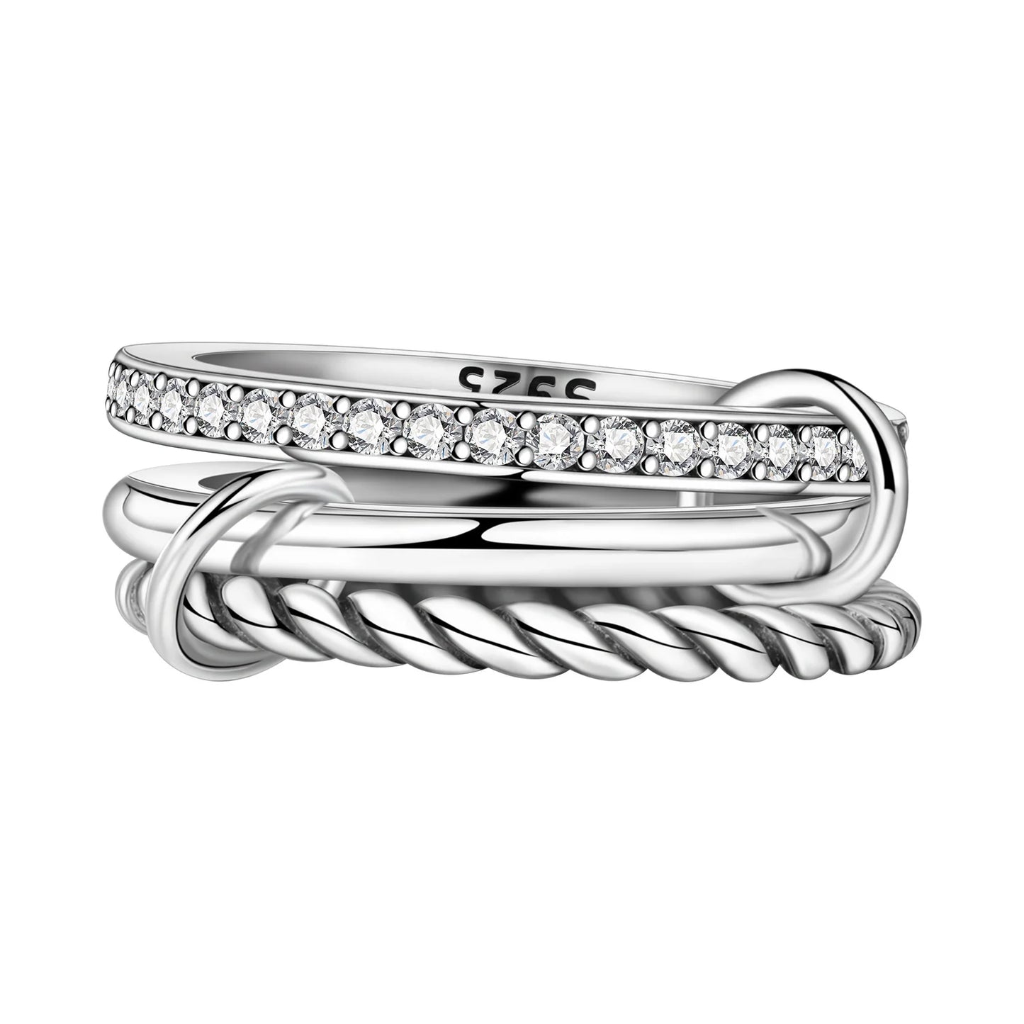 Orstarry S925 Sterling Silver Double Layered Cross Closed Ring For Women Finger Ring Personality Jewelry Party Trendy Gifts
