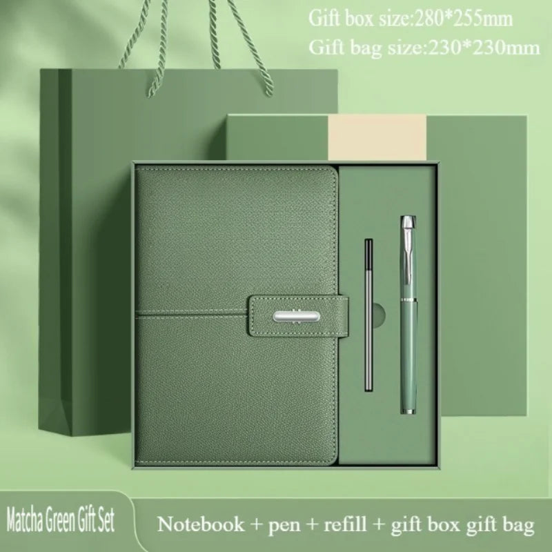 Vintage A5 Leather Notebook with Personalized Soft Cover Journal for Business Meetings College Life Ideal Gift Box Set