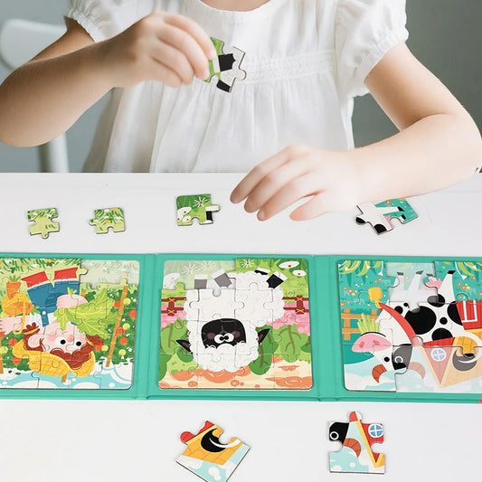 New Kids Magnetic Jigsaw Puzzle Game Baby Early Learning Animal Fruit Traffic Cognition Educational Toy Gift for Children