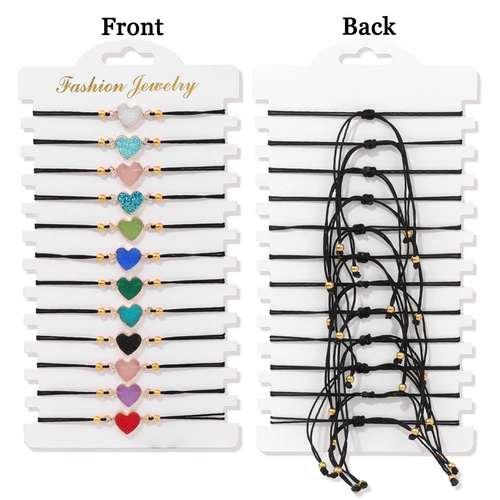 Wholesale 12pcs/set Bohemia Bracelet Set Colorful Natural Stone Crystal Seed Beads Evil Eye Braided Bracelets For Women Men