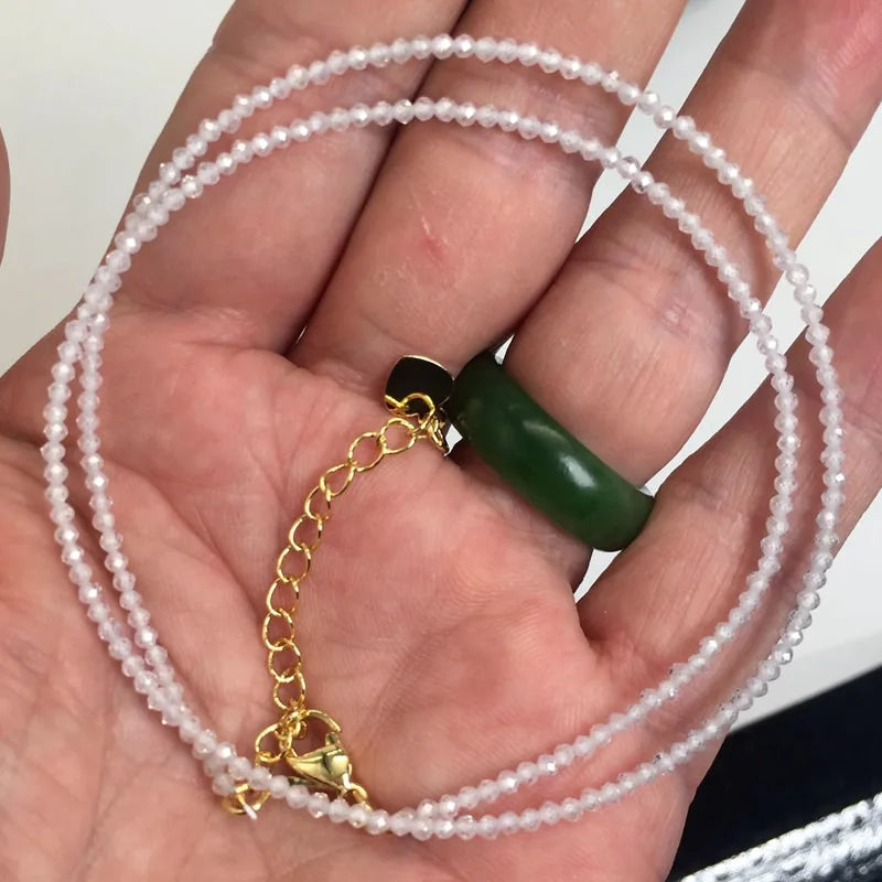 HOT Natural Stone 2mm Faceted Beads Necklace Crystal quartz Garnet agate Beaded Chains Fashion Simple Men Women Jewelry Gifts