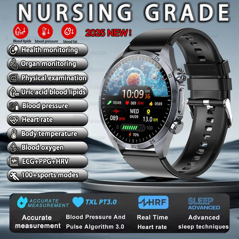 2026 NEW For Health Pulse Therapy Smart Watch ECG+PPG Blood Fats Uric Acid BT Call Sports CES Sleep Organ detection Health Watch