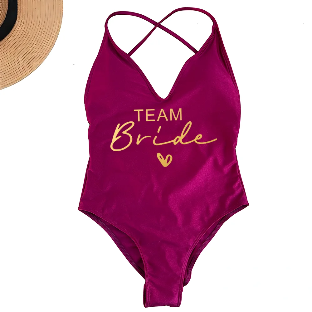 Sexy Padded One Piece Swimsuit Women Team Bride Swimwear Bikini Summer Bathing Suit Plus Size Beachwear Bachelorette Party Lady