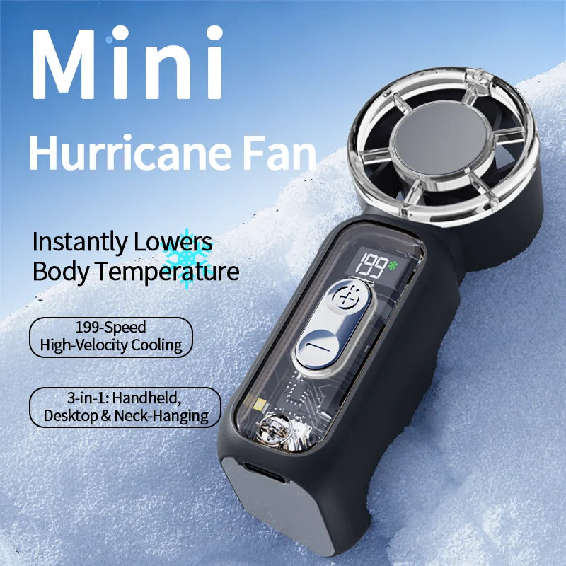 Super Mini Rechargeable Handheld High Speed Fan Powerful Wind Ultra-Quiet Fan Digital Display Pupular Summer Portable Fan