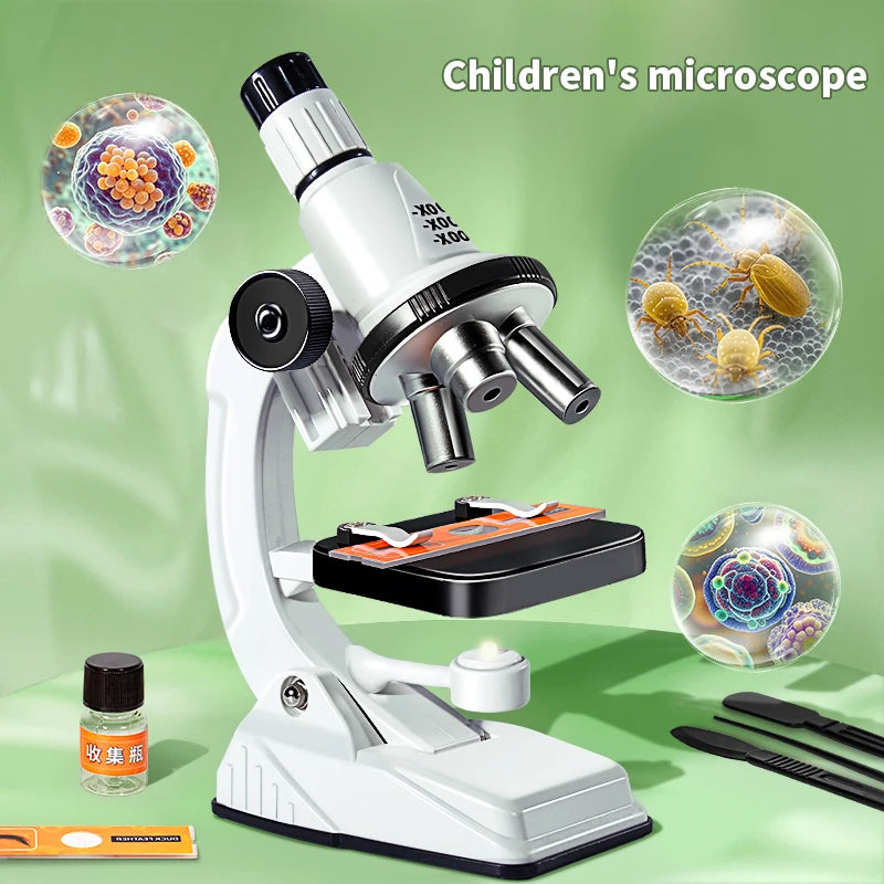 Kids Educational Science Microscope Toy STEM Learning Kit for Student Children Science Experiment Tool 3Years Birthday Gift