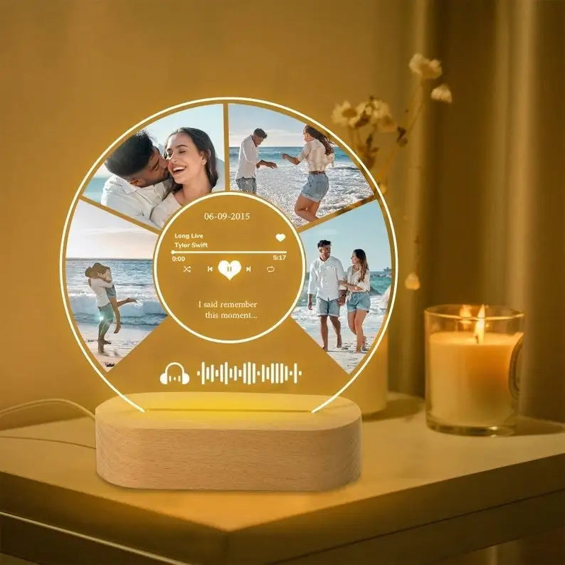 Custom Spotify Music Plaque Gifts For Anniversary Personalized Acrylic Photo Frame Lamp Couple Birthday Wedding Gifts For Lover