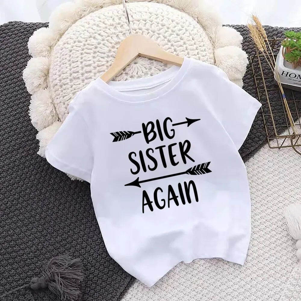 Promoted To Big Sister Kids T-Shirt Childrens T Shirt Baby Announcement Top Toddler Tshirt Summer Clothes Girls Short Sleeve Tee