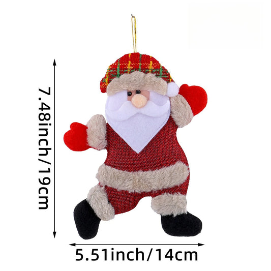 4pcs Set Cartoon Christmas Tree Ornaments, Fabric Decorations for Christmas Trees, Hanging Gifts with Santa Claus, Snowman, Deer