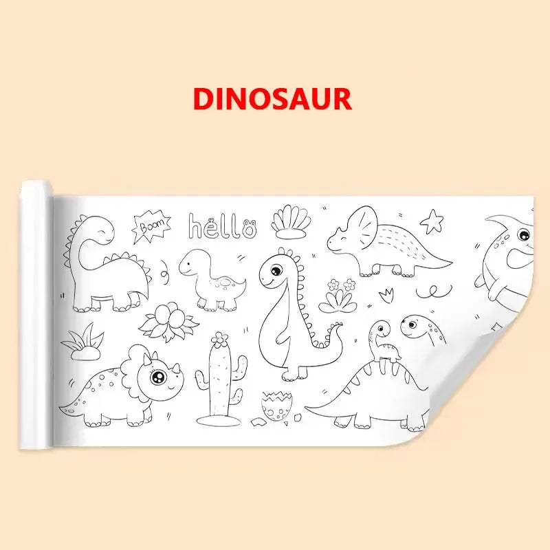 Children Drawing Roll DIY Sticky Color Filling Paper Coloring Paper Roll for Kids DIY Painting Drawing Early Educational Toys