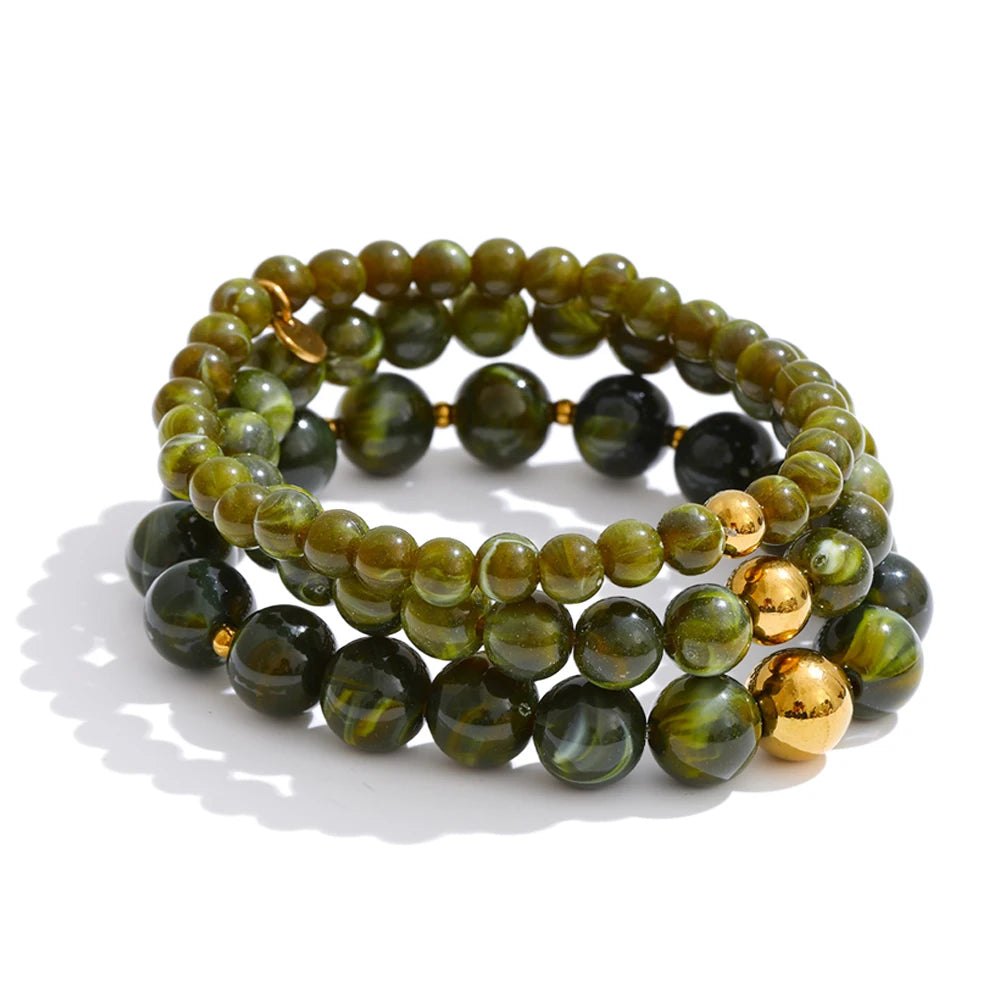 Yhpup 7 Color Fashion Beads Layered Statement Necklace 2025 Tarnish Resistant Charm Resin Trend Jewelry Christmas Gift for Women