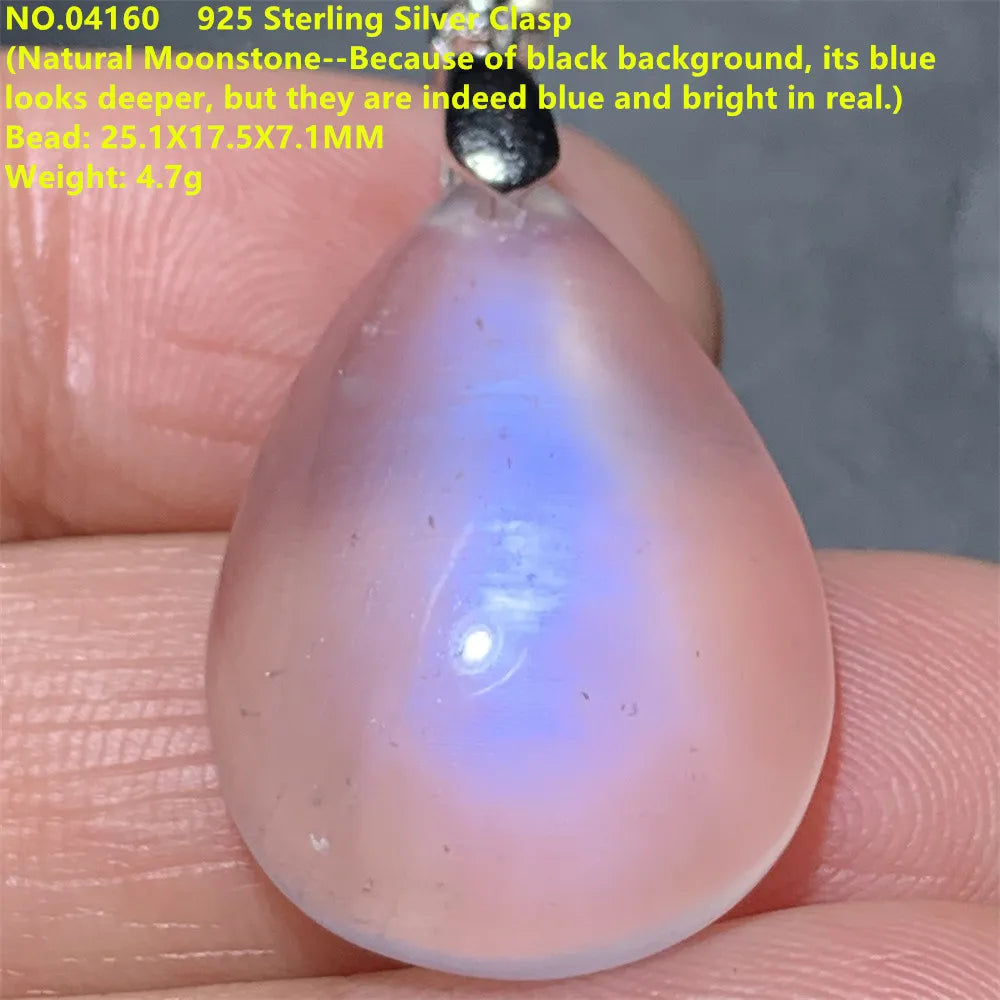 Natural Colorful Moonstone Pendants Necklaces Unusual Women Big Orange Blue Light Rainbow Moon Stones Bead Gemstone Jewelry S925