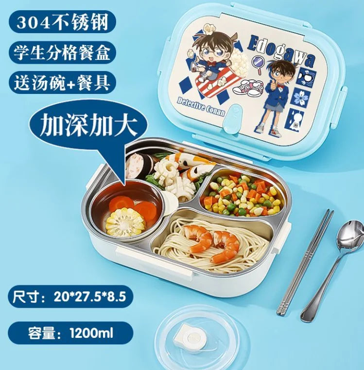 Detective Conan Stainless Steel Insulated Lunch Box Cute and Stylish Bento Box with Compartments for Male and Female Students