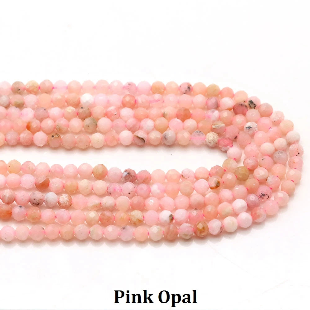 2 3mm Natural Faceted Amethyst Garnet Tourmaline Gem Stone Beads Round Mineral Bead for Jewelry Making DIY Bracelet Accessories