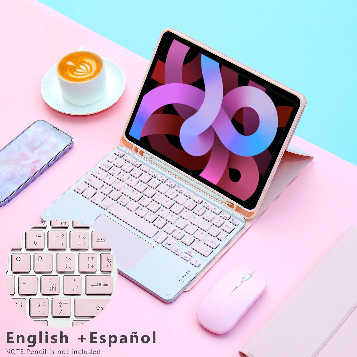 Magic keyboard Wireless Mouse For iPad 9th Generation Case A16 iPad 10.2 7th 8th Cover iPad Pro 11 M4 Air M3 10th Air 5/4 Funda