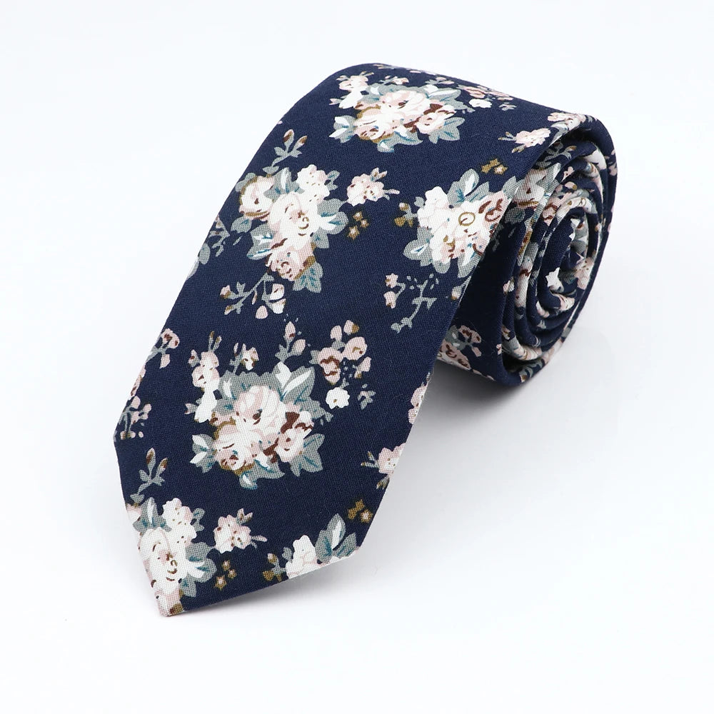 New Floral Elegant Tie For Men Women 100% Cotton Beautiful Flower Paisley Necktie Narrow Skinny Cravat Wedding Casual Corbatas
