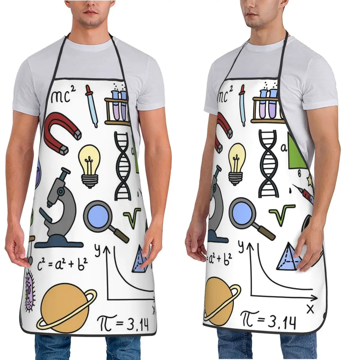STEM Icons Science Math And Technology Teacher Aprons Chef Cooking Tablier Bib Kitchen Cleaning Pinafore for Women Men Painting
