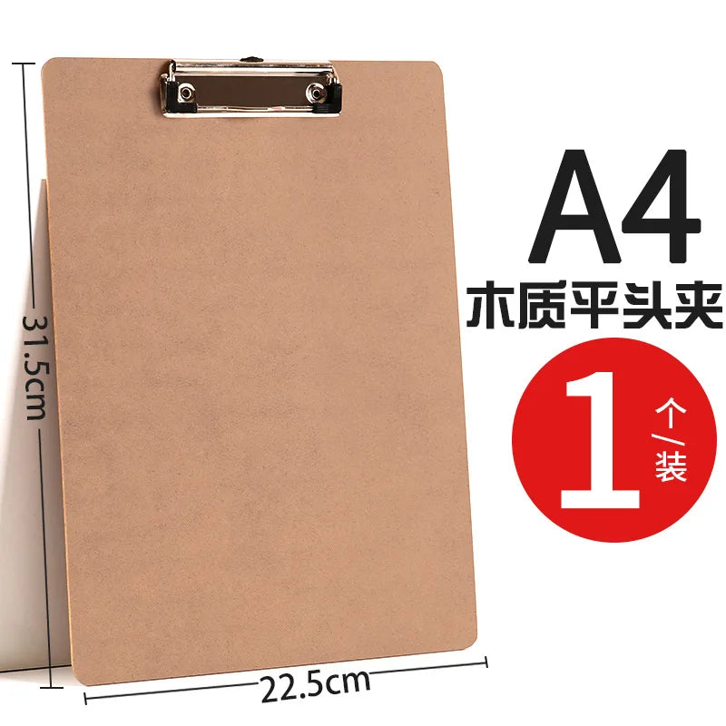 A4 Clip Board Wooden Writing Pad Folder Paper Office Supplies Organizer Clipboard Storage Box Document Pad Paper Holder