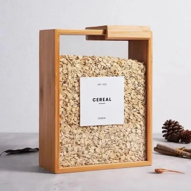 Sturdy Bamboo Kitchen Storage Container Cereal Grain Organizer