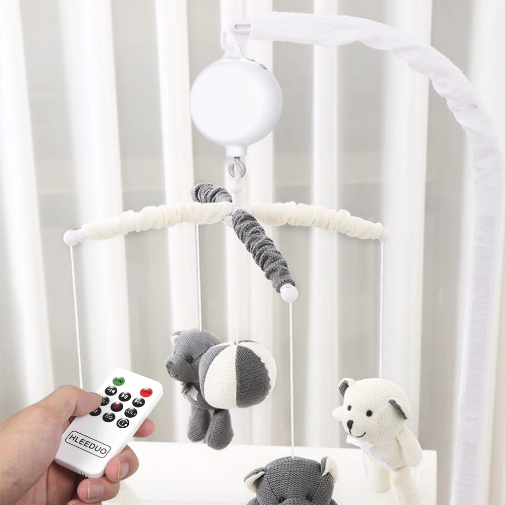 Music Box Rotary Baby Crib Bed Toy Musical Mobiles 35 Songs Music Box Remote Control Movement Bells for Kids with USB Line