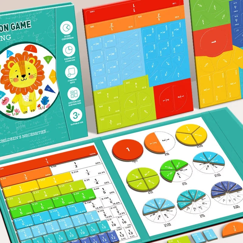 Magnetic Fraction Tiles & Circles Set, Educational Math Manipulatives for Elementary Students, Homeschool Learning