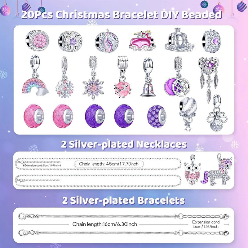 DIY Charm Bracelet Advent Calendar – 24-Day Jewelry Making Kit Gift Box