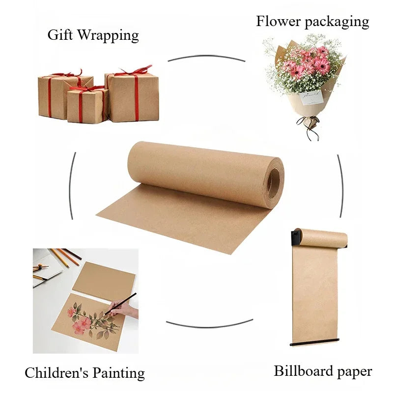 Brown Kraft Paper Roll – 30cm Wide, 5m or 10m for Gift Wrap & Crafts