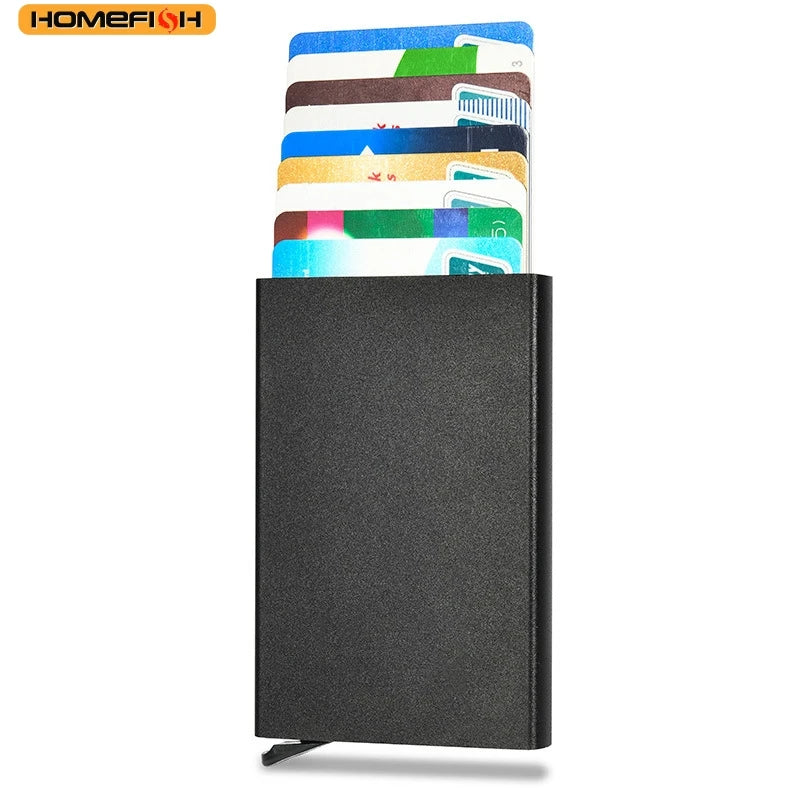 HOMEFISH Pop-up Metal Card Holder, Lightweight Portable Wallet, Fashion Mini Coin Purse for Men and Women