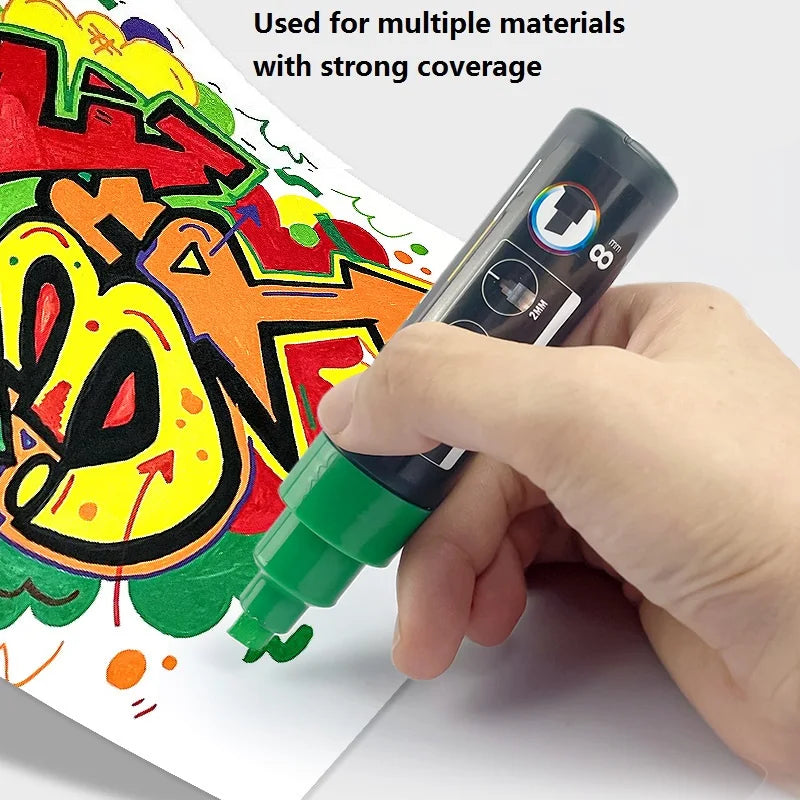 15 Colors Larger Capacity Acrylic Marker Pens,Ultra Wide Head 15MM/8MM Graffiti,Painting,Drawing,advertising posters Art Supplie