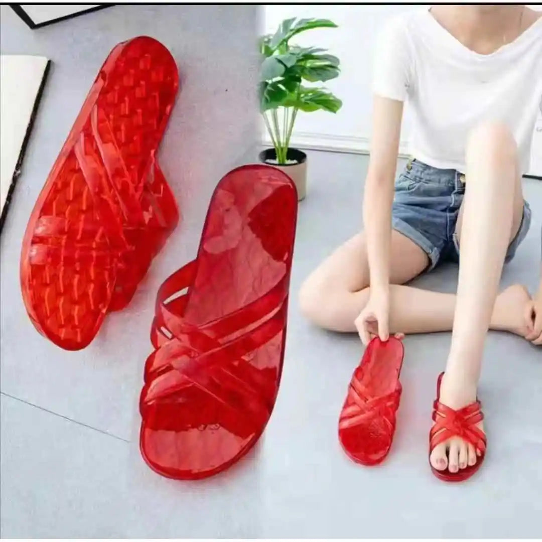 Classic Plastic Mom Slippers Women's Outdoor Fashionable Non-Smelly Old-Style Crystal Jelly Slippers Home Comfortable Sandals
