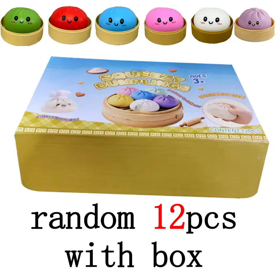 Dumpling Pressure Dumpling Squishies Cute Colorful Bun Toy Slow Rising Stress Relief Fidget Toy for Kids Adults Anti-Anxiety Gif