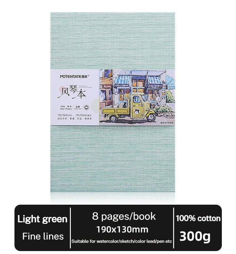 POTENTATE 100% Cotton Square Watercolor Paper Book 24 Sheets 300g Art Painting Drawing Paper Sketchbook Journal Drawing Notebook